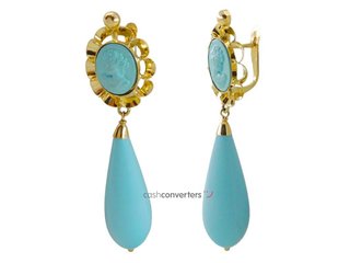 pendientes oro 18k con piedra con turquesa