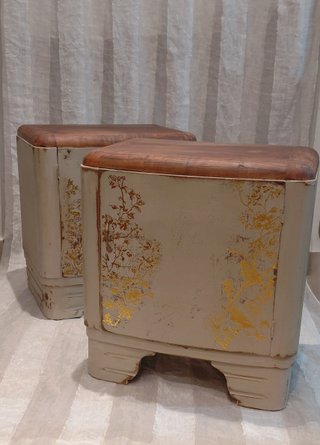 Coppia Comodini Shabby Chic Dorati