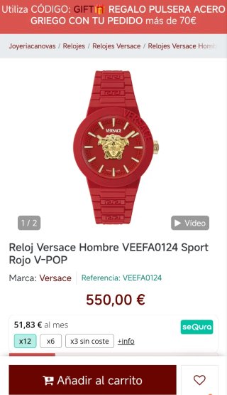 Reloj Versace V-POP Hombre Rojo