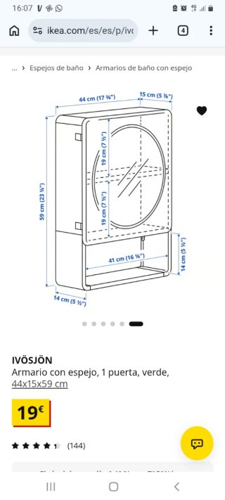 Armario baño espejo IKEA IVÖSJÖN verde