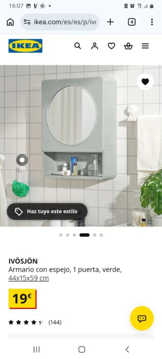 Armario baño espejo IKEA IVÖSJÖN verde