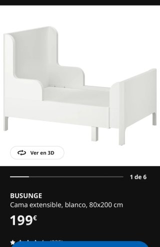 Cama extensible infantil Ikea Busunge azul.