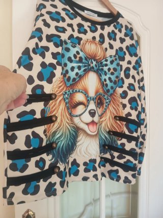 Oferta Camiseta Estampada print azul con Perrita