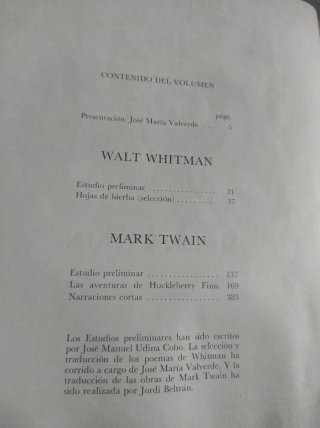 Whitman y Mark twain, clásicos corrogio 1979