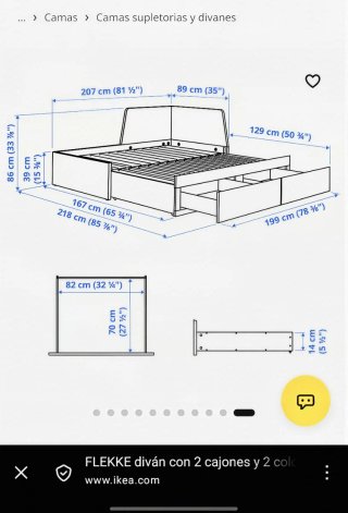 Cama nido doble diván Ikea Flekke blanca