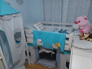 Cama Infantil de Madera Blanca con Tobogán