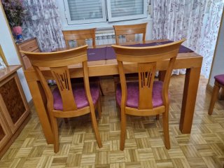 Mesa 140x92 con 6 sillas madera