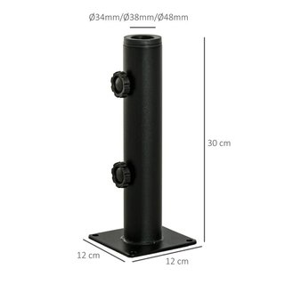 Soporte Parasol Cemento 34/38/48mm Negro Fijo