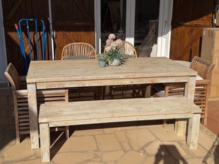 Mesa Terraza con Banco y 2 Sillones