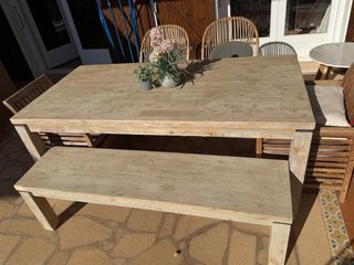 Mesa Terraza con Banco y 2 Sillones