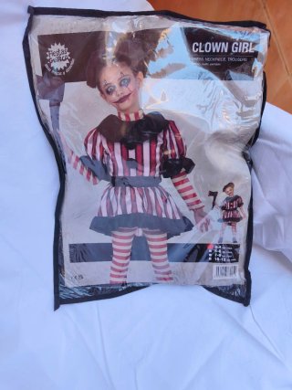 Disfraz niña payaso mutante, sin estrenar