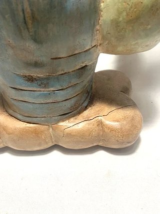 Scultura Legno Orientale Portatore Brocche 39cm XX