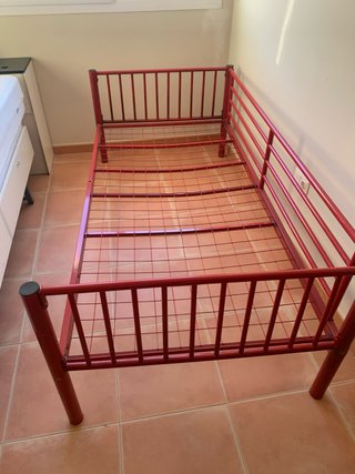 Cama 90x190 Estructura Metálica Roja
