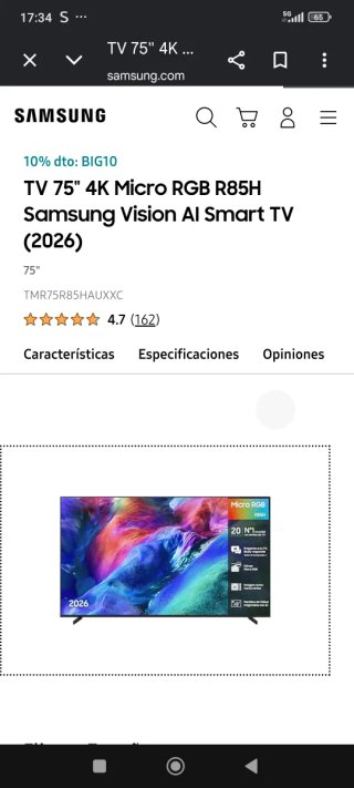 Samsung TV 75 4K Micro RGB R85H