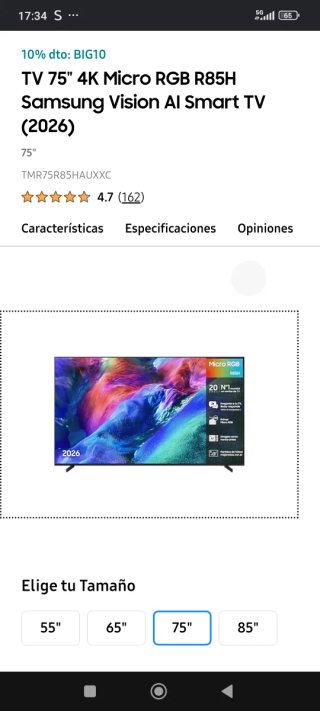 Samsung TV 75 4K Micro RGB R85H