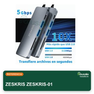 ZESKRIS Hub USB C 6 en 1 HDMI 4K