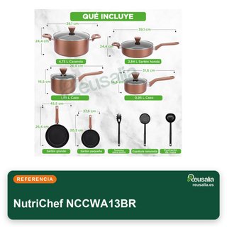 NutriChef juego 13 piezas ollas sartenes