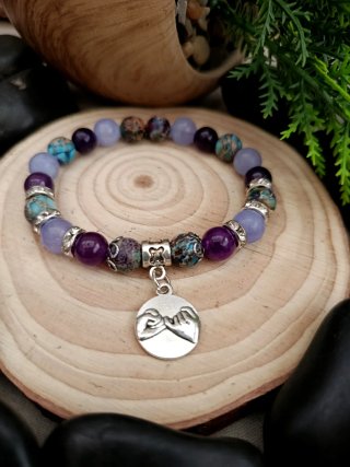 Pulsera Elástica con Abalorios y Colgante