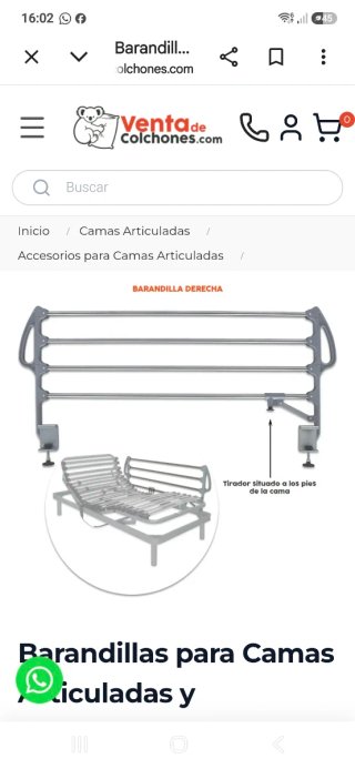 Barandilla Cama Ortopédica Hierro