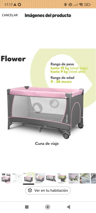 Cuna de viaje plegable rosa