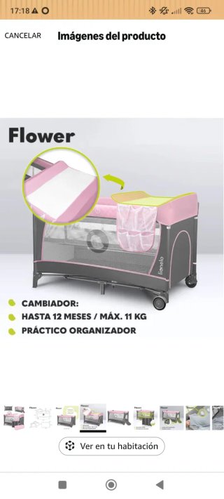 Cuna de viaje plegable rosa