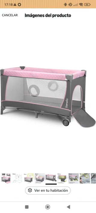 Cuna de viaje plegable rosa
