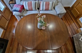 Mesa redonda de comedor/sala de madera