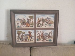 Cuadro de Madera con Azulejos Cuatro Estaciones