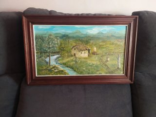 Cuadro paisaje rural pintado al óleo