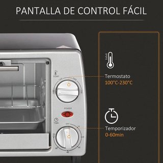 Mini Horno Eléctrico 10L 750W 230°C Plata
