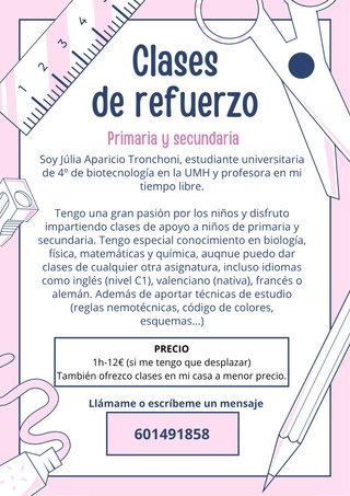 Profesora particular de primaria/secundaria.