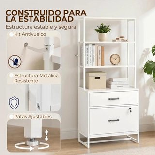Mueble Archivador 2 Cajones Cerradura Blanco