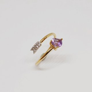 Sortija de Oro 18k con Cuarzo y Brillantes