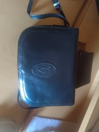 Bolso Cartier Vintage de Cuero Negro