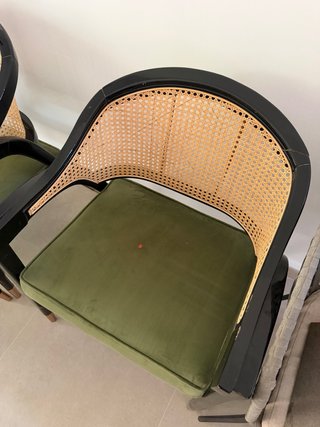 Juego de 4 Sillas Comedor Ratán y Terciopelo