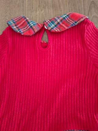 Vestido Rojo con Falda Escocesa Talla 6