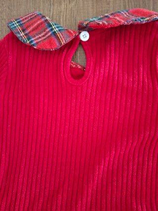 Vestido Rojo con Falda Escocesa Talla 6