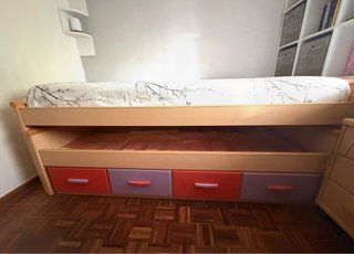 Cama Nido Doble con Cajones + Cómoda cajones.