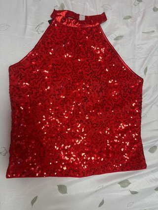 Top Rojo de Lentejuelas Cuello Halter