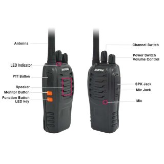 Pack 2 Walkie Talkies Baofeng UHF 400-470 MHz
