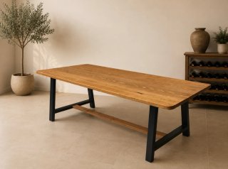 Mesa de Madera Maciza Estilo Industrial