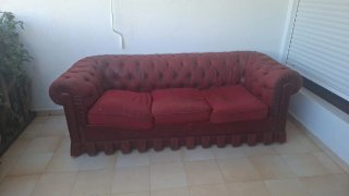Sofá Chesterfield de Piel Rojo