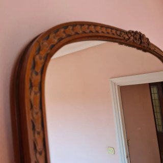 Espejo Grande Antiguo de Madera Tallada