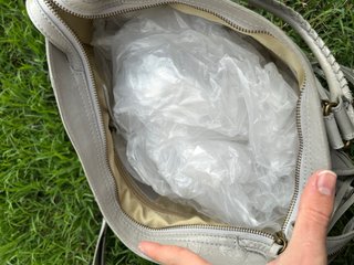 City bag Real Leather light Grey smoke Motorcycle