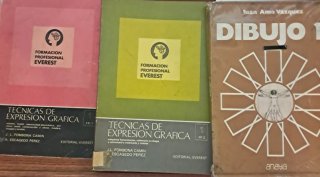 Lote tres libros antigua FP y 1 BUP dibujo tecnico