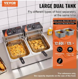 Freidora Eléctrica Doble VEVOR