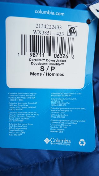 Chaqueta Plumón Columbia Azul Talla S