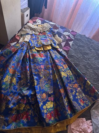 Vestido Alicantina Azul Brocado