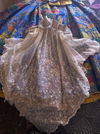 Vestido Alicantina Azul Brocado