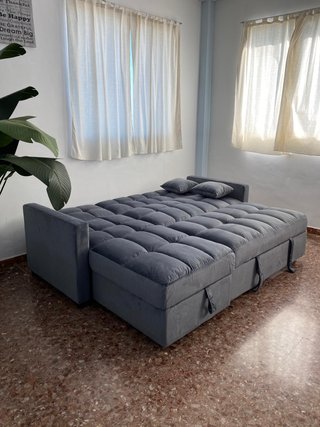 Sofá cama gris con chaise longue nuevo